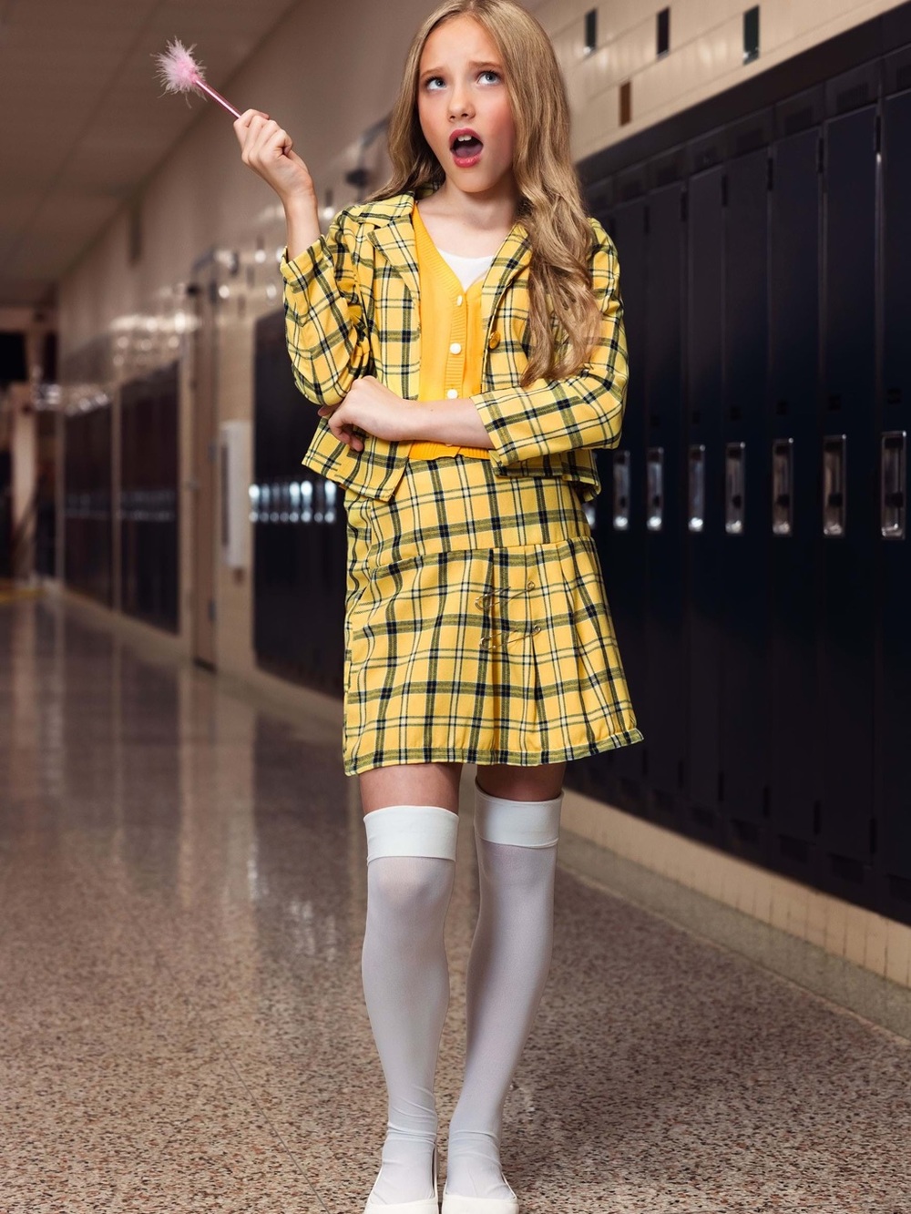Halloween.com | 2 Piece Clueless Cher Yellow Black Plaid Costume Girls Lage
